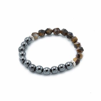 FGemB-04 - Bracelet en pierres précieuses à facettes - Oeil de tigre magnétique - Vendu en 3x unité/s par extérieur 2