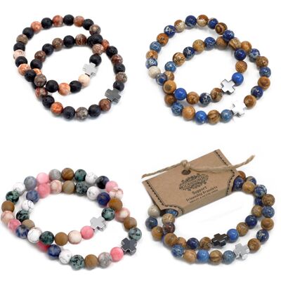 FGB-ST - Pack de démarrage de 40 ensembles de 2 bracelets de pierres précieuses Frendship - Vendu en 1x unité/s par extérieur
