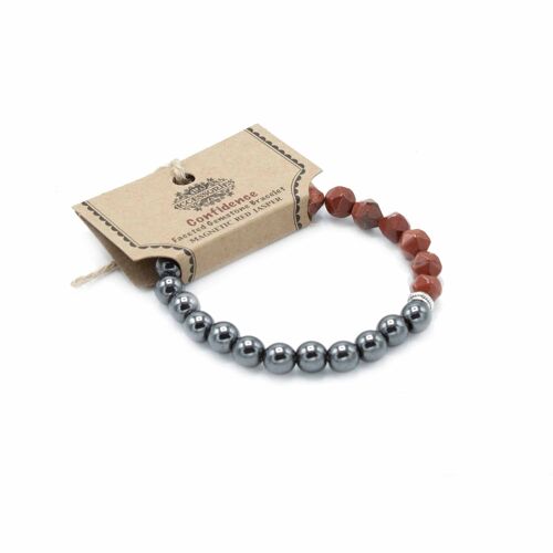 FGemB-10 - Faceted Gemstone Bracelet - Magnetic Red Jasper - Sold in 3x unit/s per outer