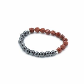 FGemB-10 - Bracelet à pierres précieuses à facettes - Jaspe rouge magnétique - Vendu en 3x unité/s par extérieur 2