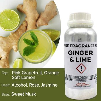 FOBP-160 - Huile parfumée pure gingembre et citron vert - 500 ml - Vendue en 1x unité/s par extérieur