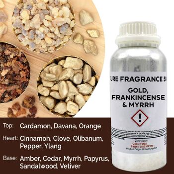 FOBP-162 - Huile parfumée pure or, encens et myrrhe - 500 ml - Vendue en 1x unité/s par extérieur