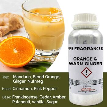 FOBP-186 - Huile parfumée pure orange et gingembre chaud - 500 ml - Vendue en 1x unité/s par extérieur