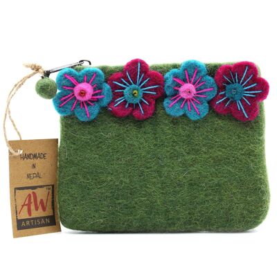 FZP-02 - Bolsa con cremallera de fieltro natural (asst) - Cuatro flores - Se vende en 3x unidad/es por exterior