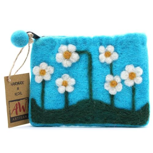 FZP-07 - Natural Felt Zipper Pouch (asst) - Flower Garden - Sold in 3x unit/s per outer