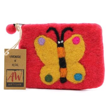 FZP-06 - Pochette zippée en feutre naturel (asst) - Grand papillon - Vendu en 3x unité/s par extérieur 1