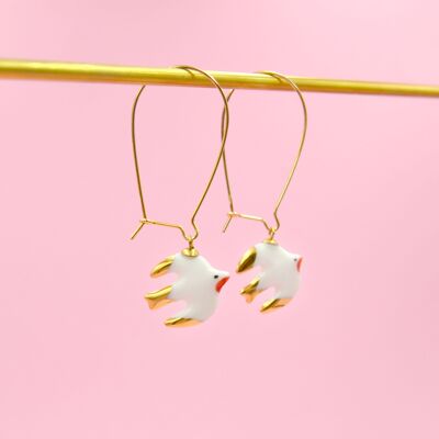 Pendientes con Golondrinas Decoradas en Oro