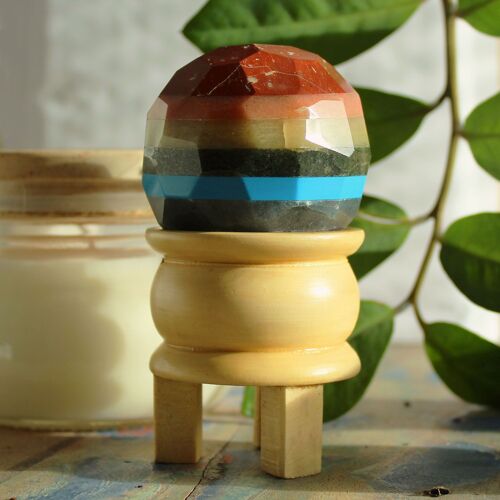 GHB-01 - Gemstone Faceted Healing Ball & Stand - Seven Chakra - Sold in 1x unit/s per outer