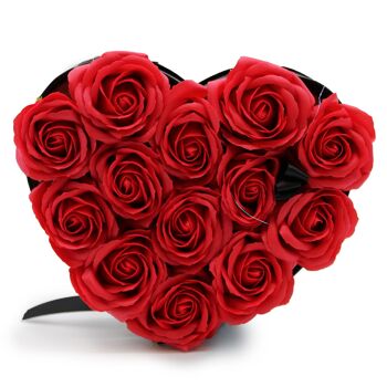 GSFB-02 - Bouquet Cadeau Fleur de Savon - 13 Roses Rouges - Coeur - Vendu en 1x unité/s par extérieur 1