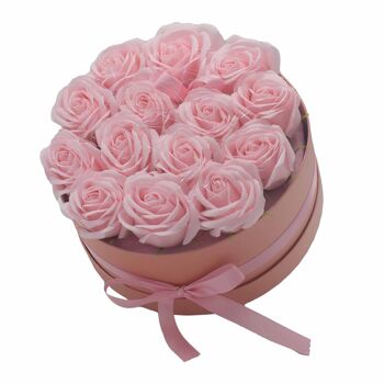 GSFB-06 - Bouquet Cadeau Fleur de Savon - 14 Roses Roses - Rond - Vendu en 1x unité/s par extérieur 1
