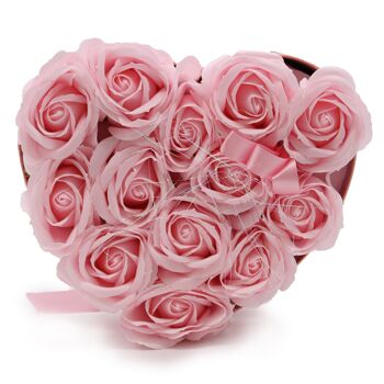 GSFB-05 - Bouquet Cadeau Fleur de Savon - 13 Roses Roses - Coeur - Vendu en 1x unité/s par extérieur 1