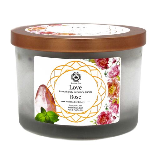 GTCand-01 - Rose and Rose Quartz Gemstone Candle - Love - Sold in 1x unit/s per outer