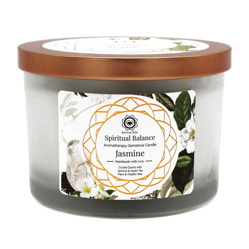 GTCand-03 - Jasmine and Crystal Quartz Gemstone Candle - Spiritual Balance - Sold in 1x unit/s per outer