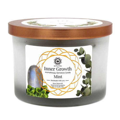 GTCand-06 - Mint and Moonstone Gemstone Candle - Inner Growth - Sold in 1x unit/s per outer