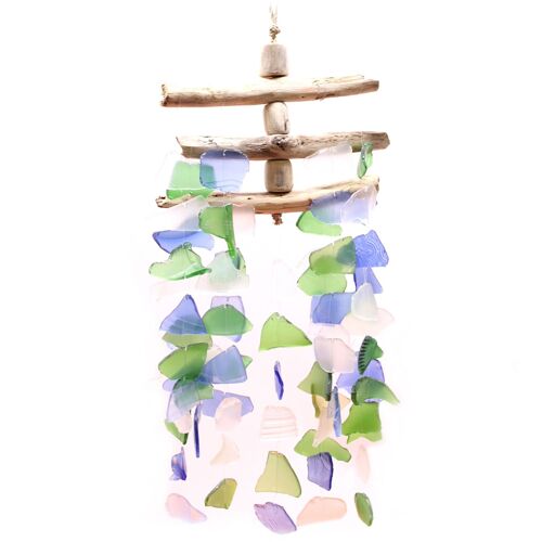 GWC-04 - Recycled Glass Wind Chime - Green / White / Blue - Sold in 1x unit/s per outer