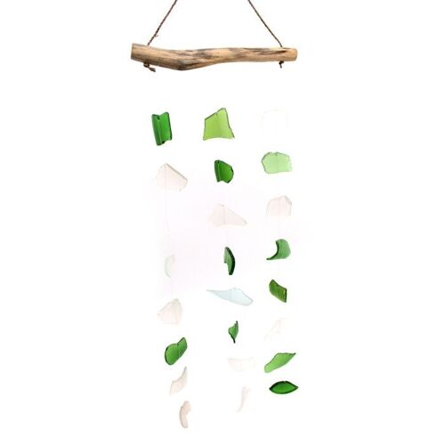 GWC-12 - Recycled Glass Wind Chime - Green & White - Sold in 1x unit/s per outer