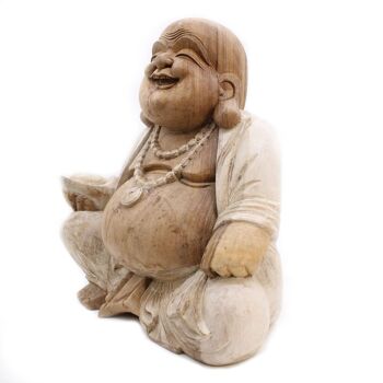 HCBS-15 - Statue de Bouddha sculptée à la main - 50 cm Happy - Blanchiment à la chaux - Vendu en 1x unité/s par extérieur 2
