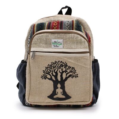 HempB-11 - Mochila pequeña de cáñamo - Diseño de árbol Bohdi - Se vende en 1x unidad/s por exterior