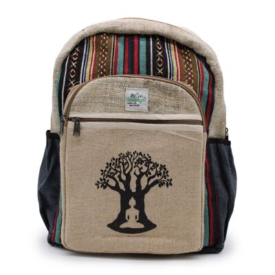 HempB-14 - Mochila grande de cáñamo - Diseño de árbol Bohdi - Se vende en 1x unidad/s por exterior