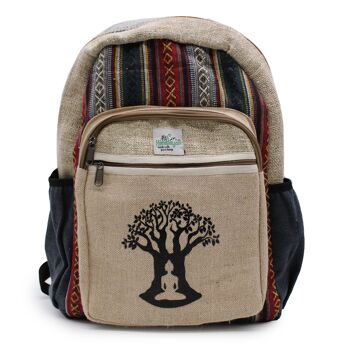 HempB-14 - Grand sac à dos en chanvre - Bohdi Tree Design - Vendu en 1x unité/s par extérieur 2