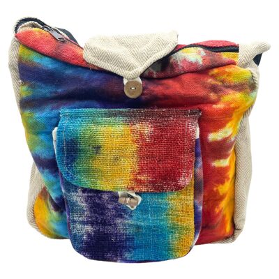 HempB-27 - Borsa da studio in canapa tie-dye con tasca frontale - Venduto in 1x unità per esterno