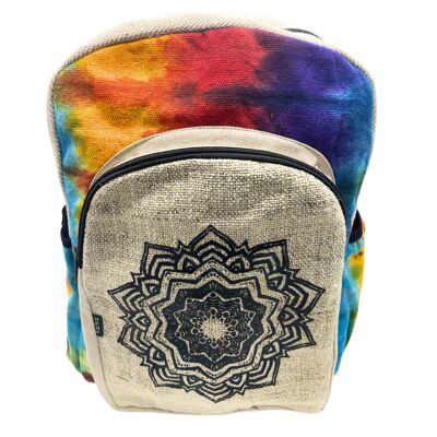 HempB-31 - Zaino grande in canapa tie-dye - Mandala - Venduto in 1x unità per esterno