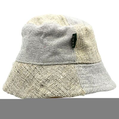 HempH-03 - Sombrero de festival bohemio de cáñamo y algodón con parches - Natural - Se vende en 3 unidades por exterior