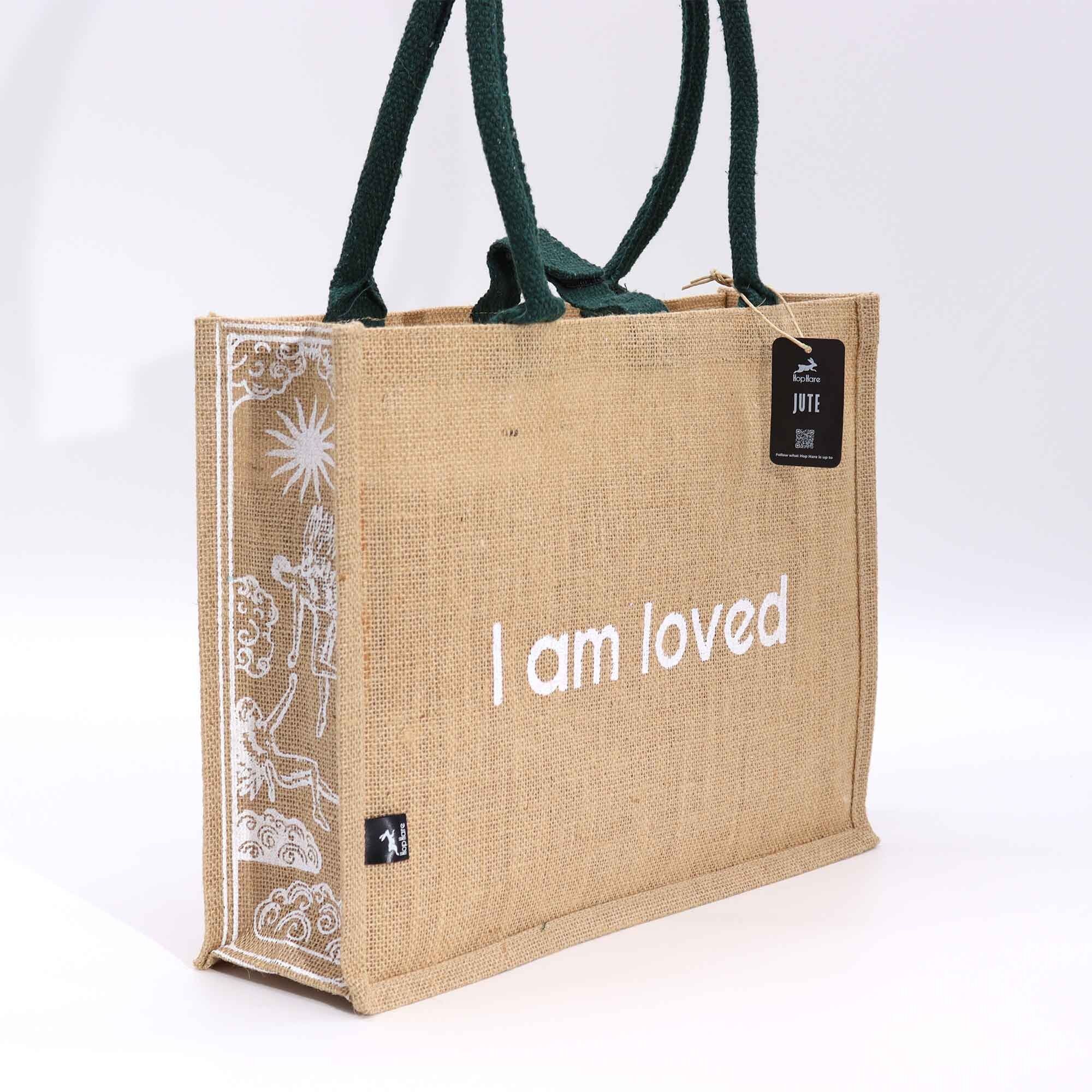 HHJB-06 - Borsa grande in iuta Hop Hare - I am Loved - Venduto in 5 unità/i per esterno