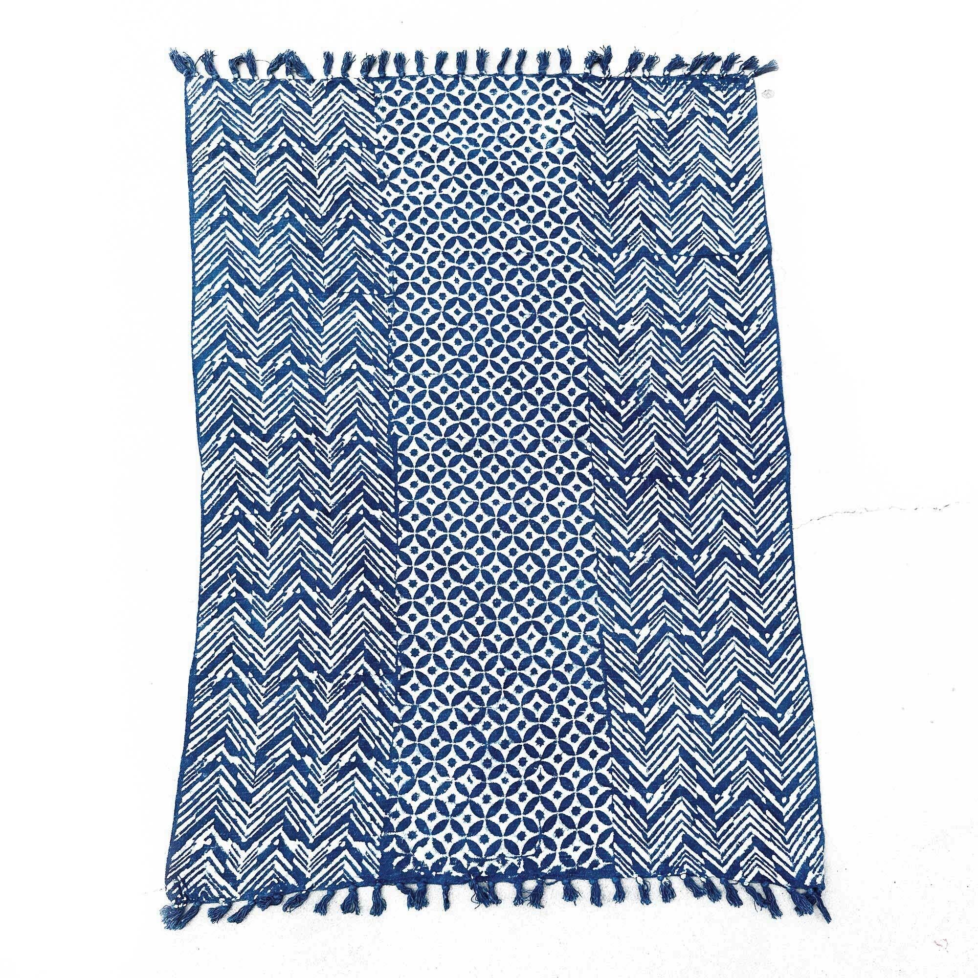 HIT-06 – Handgefertigter Indigo-Überwurf – 170 x 120 cm – Namoona Waves – Verkauft in 1x Einheit/en pro Außenseite