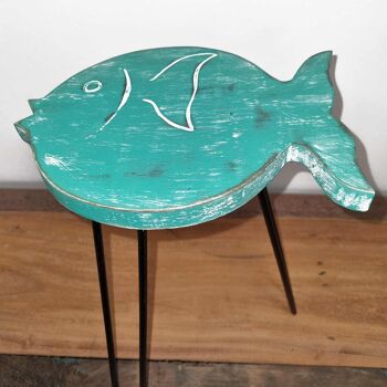 HPS-07 - Albasia Wood Fish Stand - Turquoise - Vendu en 1x unité/s par extérieur 2