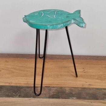 HPS-07 - Albasia Wood Fish Stand - Turquoise - Vendu en 1x unité/s par extérieur 3