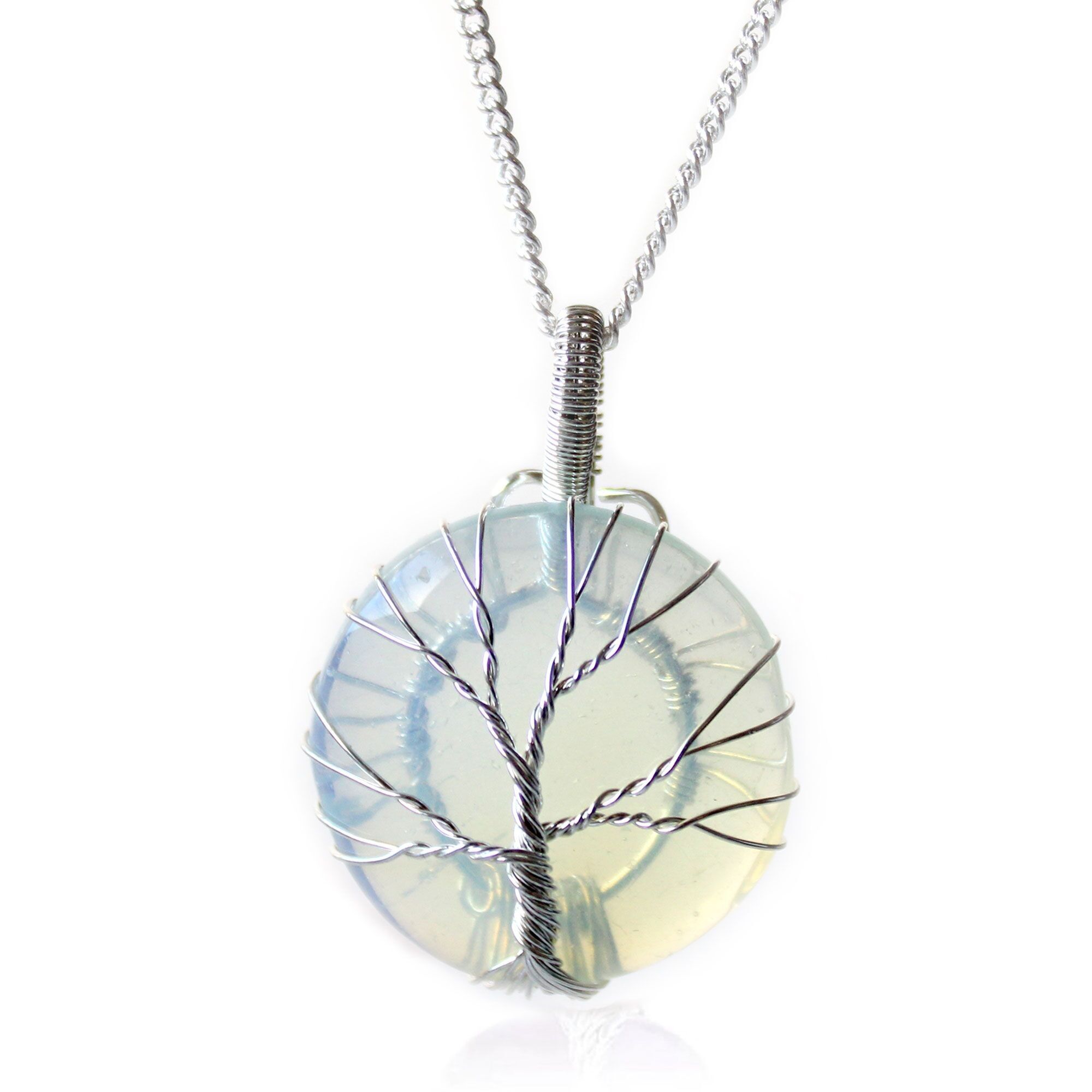 IGJ-05 - Collana con pietre preziose Albero della vita - Opalite - Venduto in 1x unità/s per esterno