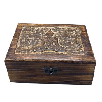 IMBox-12 - Grande boîte à souvenirs en bois 20x15x7.5cm - Bouddha - Vendu par 1x unité/s par extérieur 1