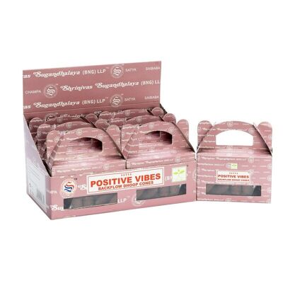 iSatyaBF-10 - Caja de 24 conos Satya Positive Vibes Backflow Dhoop - Se venden en 6 unidades por exterior