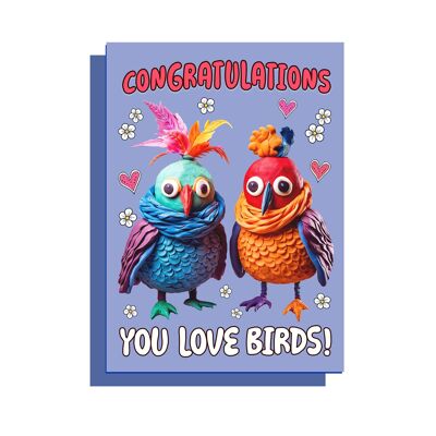 Tarjeta de felicitaciones Love Birds | Tarjeta linda | Tarjeta alienígena Tarjeta C6