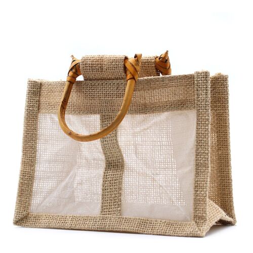 JCGB-02 - Pure Jute and Cotton Window Gift Bag  - Two Windows Natural - Sold in 10x unit/s per outer