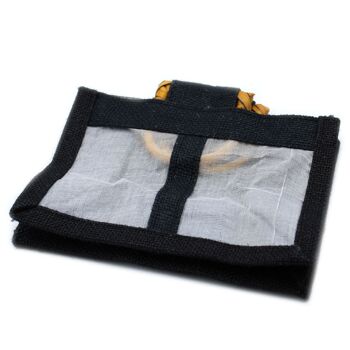 JCGB-08 - Sac cadeau avec fenêtre en pur jute et coton - Deux fenêtres noires - Vendu en 10x unité/s par extérieur 2