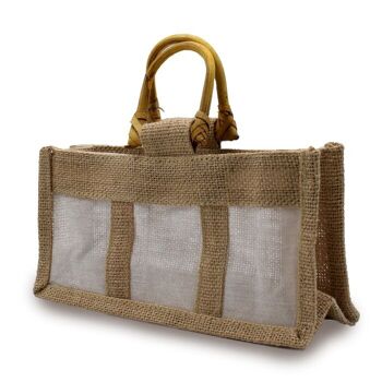 JGBag-15 - Sac cadeau 100% naturel - Trois pots - Vendu en 10x unité/s par extérieur