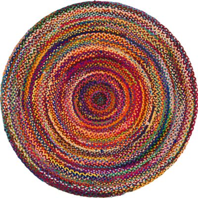 JRug-03 - Tapis rond en jute et coton recyclé - 150 cm - Vendu en 1x unité/s par extérieur