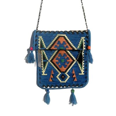 KMBAG-01 - Borsa da festival Kilim Messenger blu cielo - Venduto in 1 unità per esterno