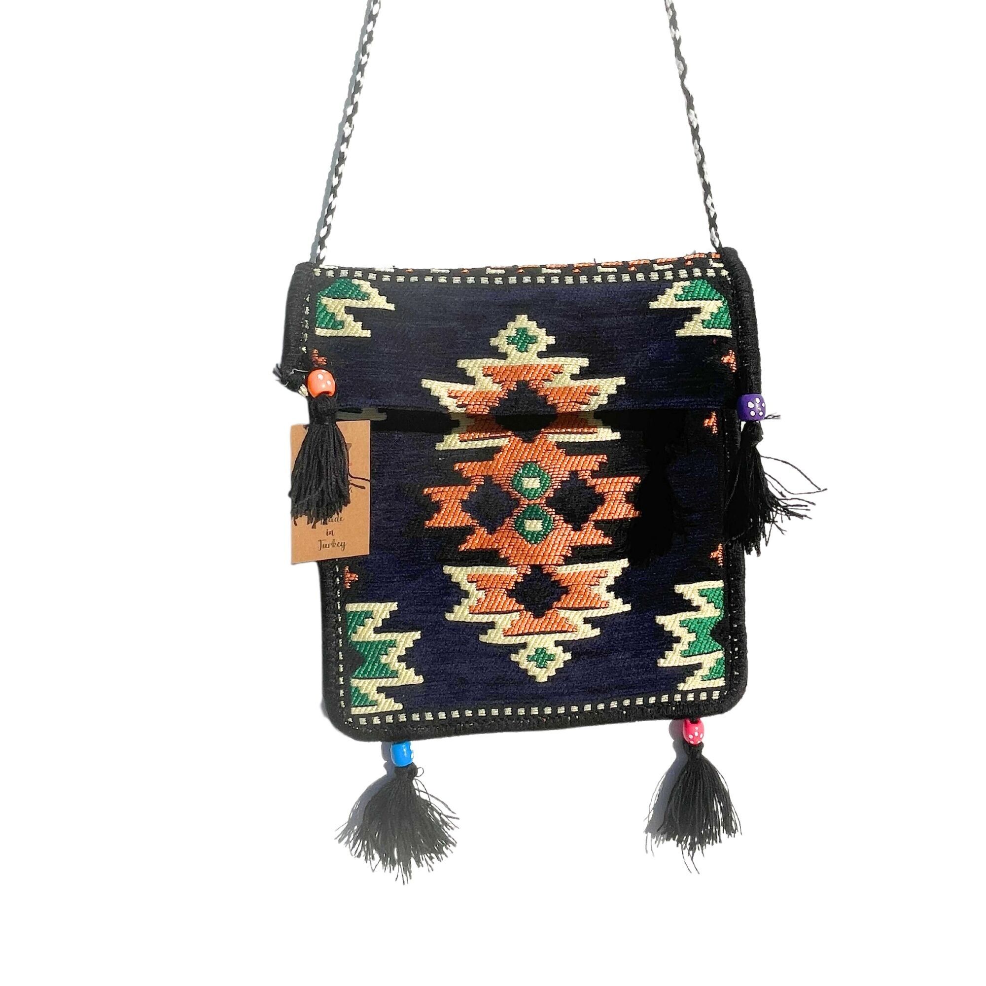 KMBAG-06 - Borsa da festival Kilim Messenger blu scuro - Venduto in 1 unità per esterno