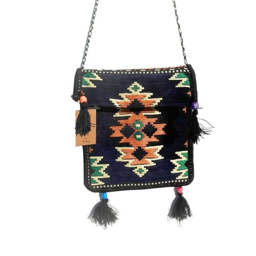 KMBAG-06 - Dark Navy Kilim Messenger Festival Bag - Sold in 1x unit/s per outer