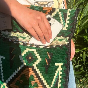 KMBAG-05 - Sac de festival Kilim Messenger vert émeraude - Vendu en 1x unité/s par extérieur 3