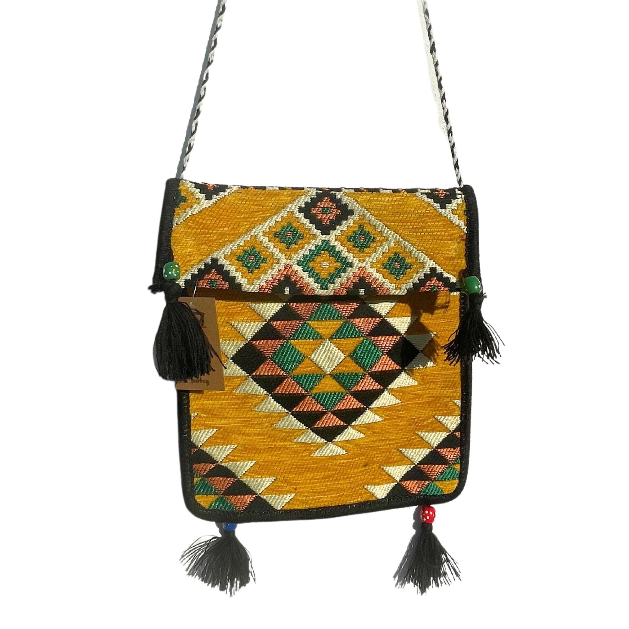 KMBAG-08 - Borsa da festival Kilim Messenger gialla - Venduto in 1x unità per esterno