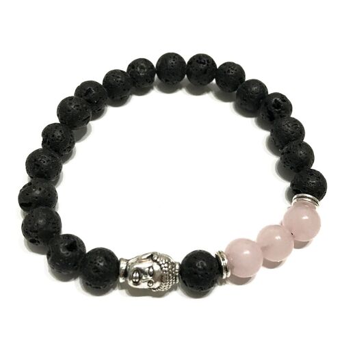 LavaSB-05 - Lava Stone Bracelet - Buddha Rose Quartz - Sold in 4x unit/s per outer