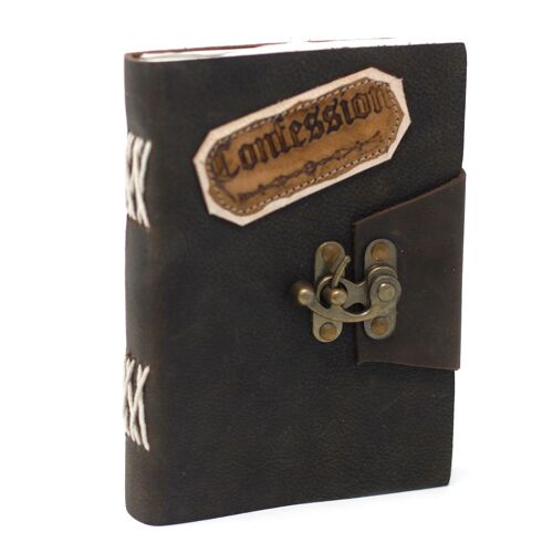 LBN-08 - Leather Black Confessions with Lock Notebook (18x13 cm) - Sold in 1x unit/s per outer