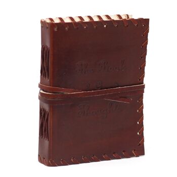 LBN-07 - Livre de pensées en cuir avec carnet enroulé (15x10cm) - Vendu en 1x unité/s par extérieur 1