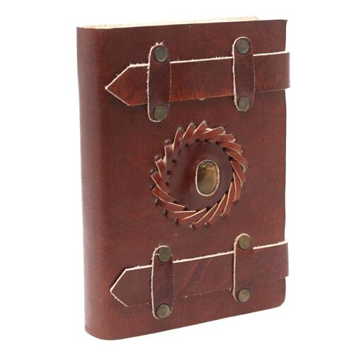 LBN-17 - Leather Tiger Eye with Belts Notebook 15x10 cm - Sold in 1x unit/s per outer