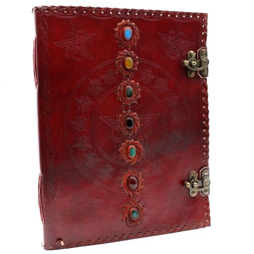 LBN-20 - Huge 7 Chakra Leather Book - 25x32.5 cm (200 pages) - Sold in 1x unit/s per outer