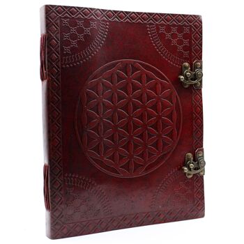 LBN-22 - Énorme livre en cuir Fleur de Vie 25x32.5 cm (200 pages) - Vendu en 1x unité/s par extérieur 1